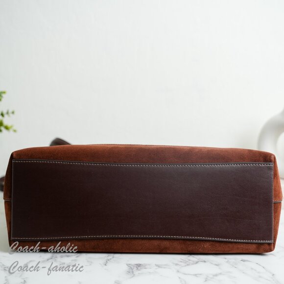 NWT Coach CCC77 Station Suede Tote Bag in Vintage Brown - Picture 7 of 15